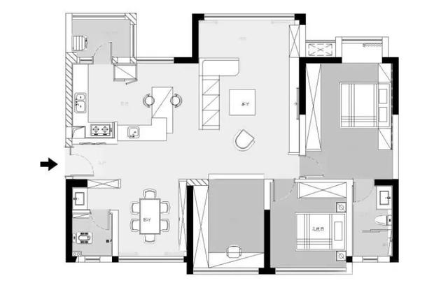 [裝修案例]117平米黑白灰的現(xiàn)代簡(jiǎn)約風(fēng)格 開放式廚房設(shè)計(jì) 純凈舒適的時(shí)尚空間